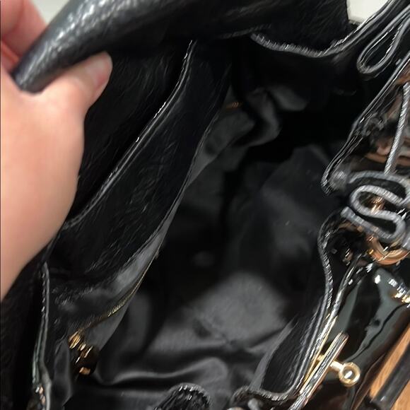 Moschino Black Satchel with Glossy Finish and Gold Hardware - Picture 12 of 14